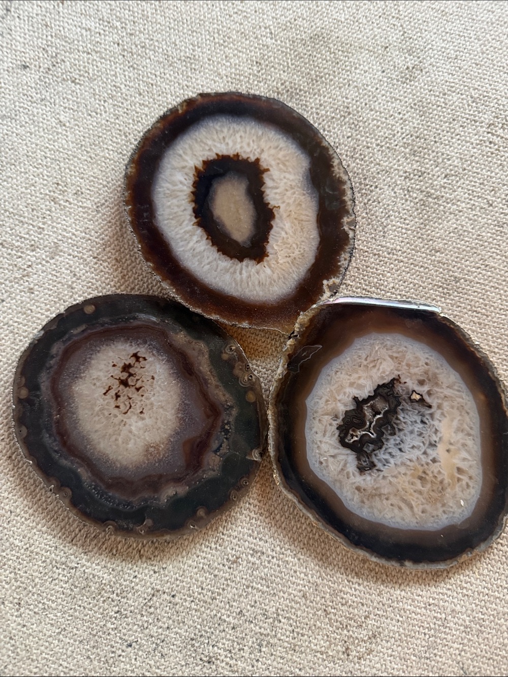 Brown and Cream Agate geode Coasters (Set of 3) made in Brazil
